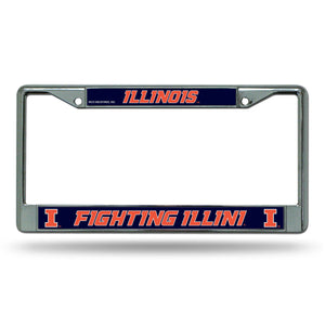 Illinois Fighting Illini License Plate Frame Chrome Printed Insert - Rico Industries