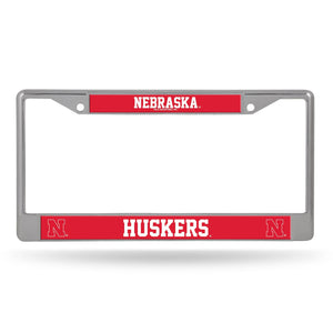 Nebraska Cornhuskers License Plate Frame Chrome Printed Insert - Rico Industries