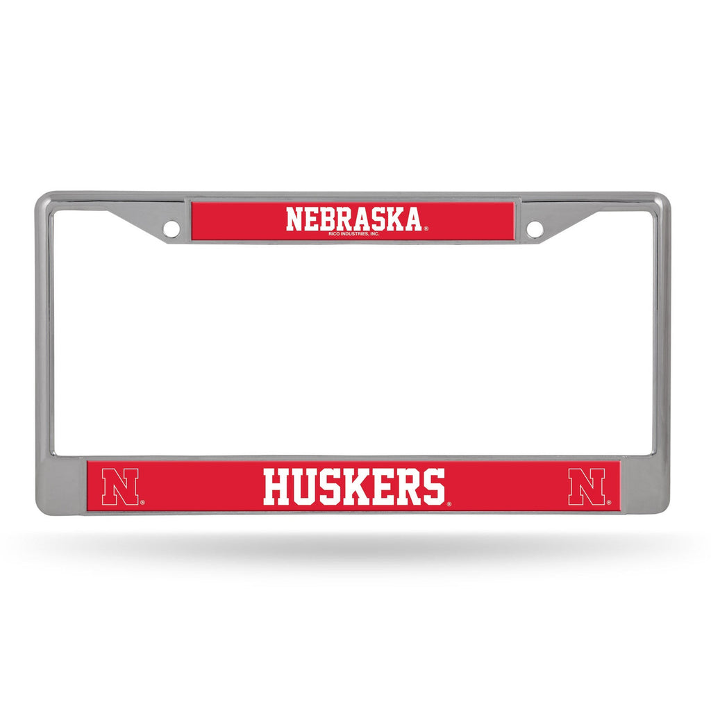 Nebraska Cornhuskers License Plate Frame Chrome Printed Insert - Rico Industries