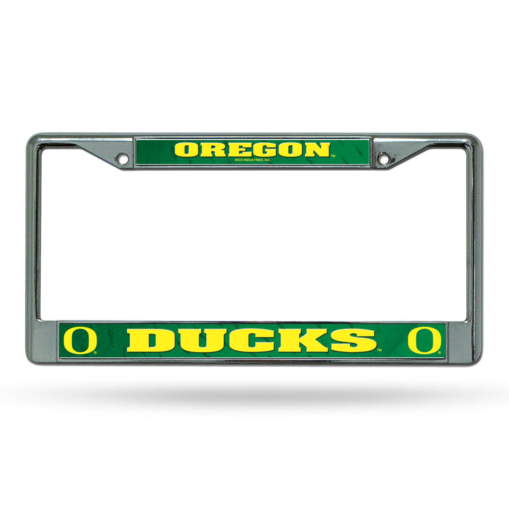 Oregon Ducks License Plate Frame Chrome Printed Insert - Rico Industries