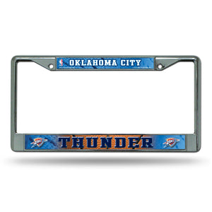 Oklahoma City Thunder License Plate Frame Chrome Printed Insert - Rico Industries