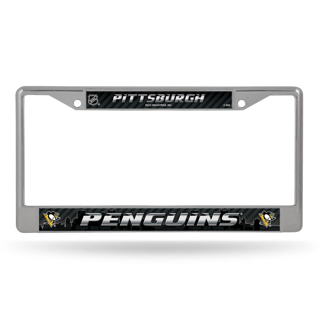 Pittsburgh Penguins License Plate Frame Chrome Printed Insert - Rico Industries