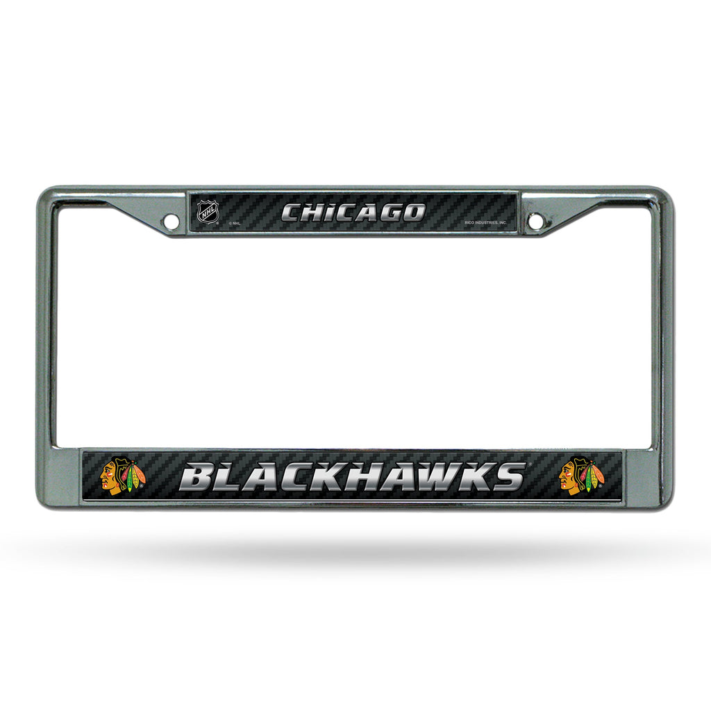 Chicago Blackhawks License Plate Frame Chrome Printed Insert - Rico Industries