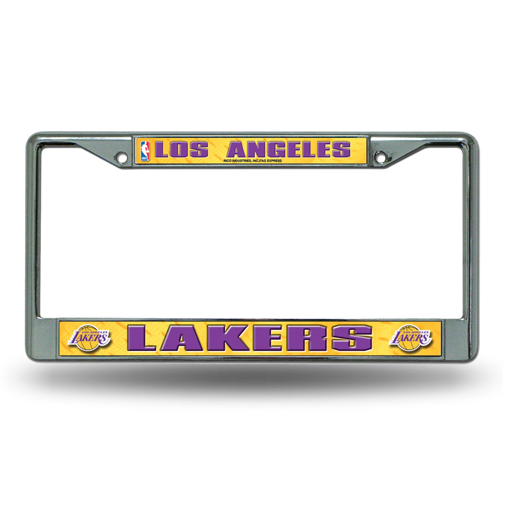 Los Angeles Lakers License Plate Frame Chrome Printed Insert - Rico Industries