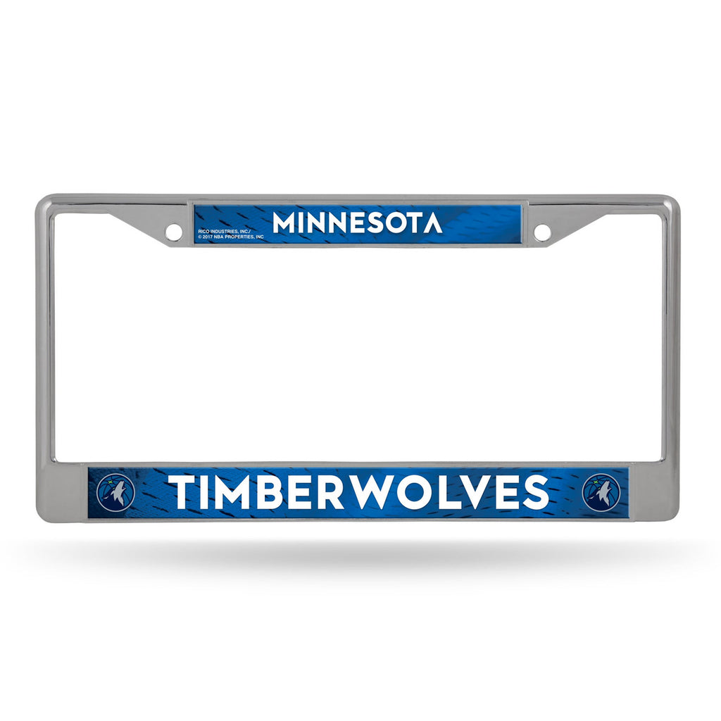 Minnesota Timberwolves License Plate Frame Chrome Printed Insert - Rico Industries