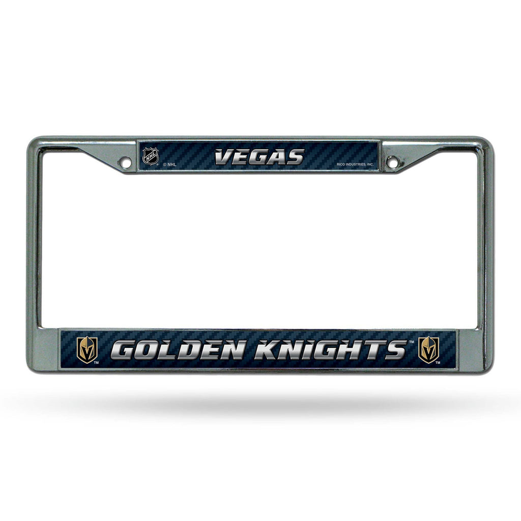 Vegas Golden Knights License Plate Frame Chrome Printed Insert - Rico Industries
