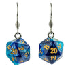 Fanroll: Lair Wear: D20 Dice Earrings: Blue And Light Blue With Gold Pre-Order