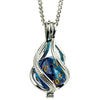 Fanroll: Lair Wear: D20 Caged Dice Necklace: Blue And Light Blue With Gold Pre-Order