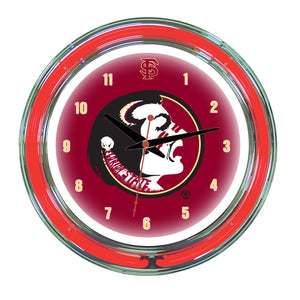 FLORIDA STATE NEON WALL CLOCK - 14'' GARNET FACE / RED NEON - FSUNWC100-14