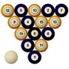 GEORGIA TECH SCHOOL COLOR NUMBERED BILLIARD BALL SET NAVY SOLID/GOLD STRIPE - GATBBS200N