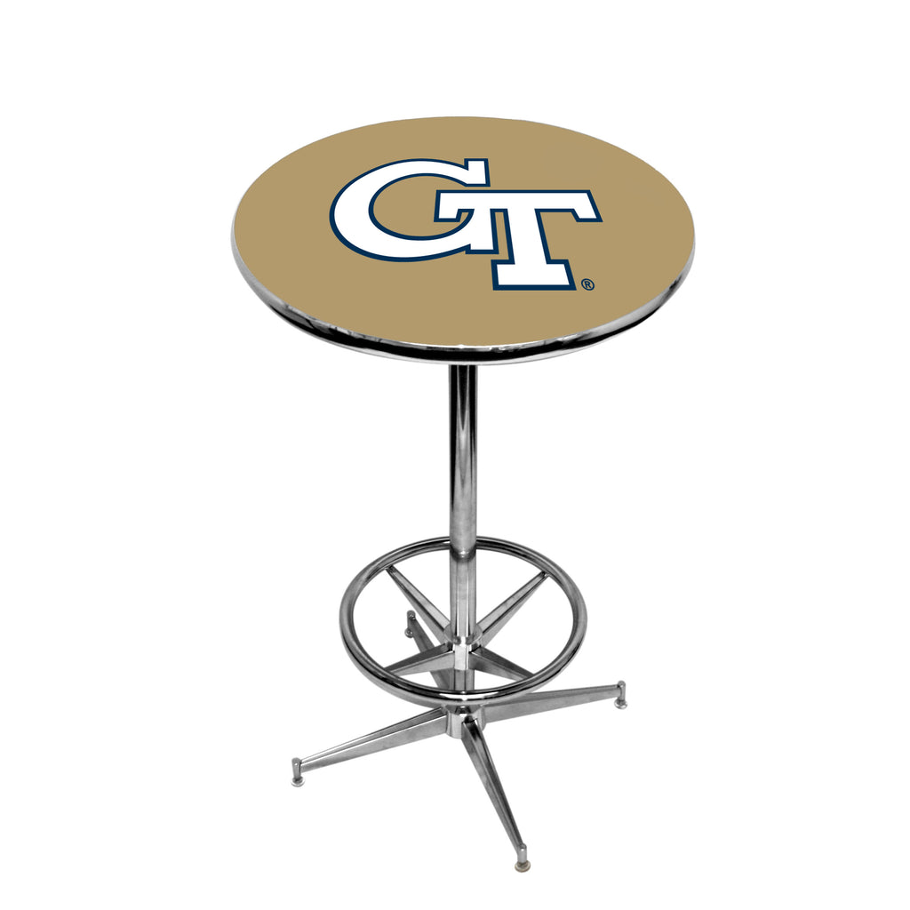 GEORGIA TECH CHROME FOOT RING PUB TABLE METALLIC GOLD - GATPTR335
