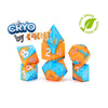 Gate Keeper Games -  Anti-Stress Dice: Cryo By Fire: Blue And Orange Silicone With Sparkling Glitter: 7Ct Silicone Dice