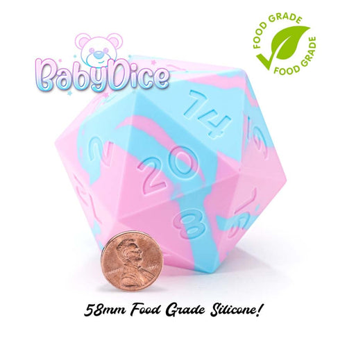 Gate Keeper Games -  Random Encounter: Baby Dice: Baby Blue And Powder Pink Swirls: 58Mm Epic Silicone D20 Dice