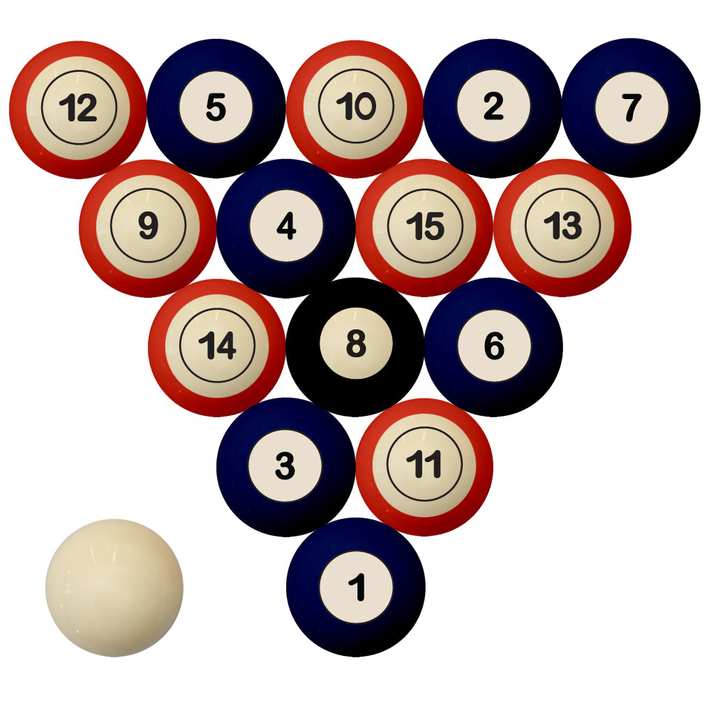 ILLINOIS SCHOOL COLOR NUMBERED BILLIARD BALL SET BLUE SOLID/ORANGE STRIPE - ILLBBS200N