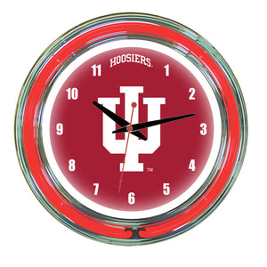 INDIANA NEON WALL CLOCK - 14'' CRIMSON FACE / RED NEON - INDNWC100-14