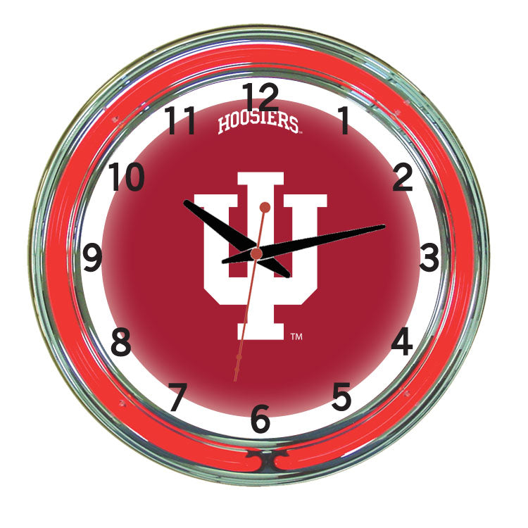 INDIANA NEON WALL CLOCK - 18'' CRIMSON FACE / RED NEON - INDNWC100-18