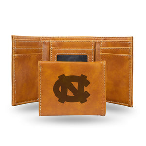 North Carolina Tar Heels Wallet Trifold Laser Engraved - Rico Industries