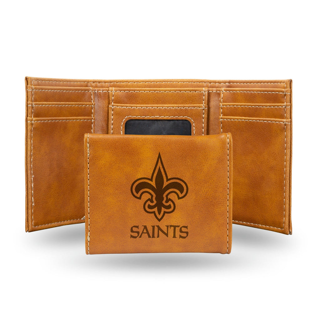 New Orleans Saints Wallet Trifold Laser Engraved - Rico Industries