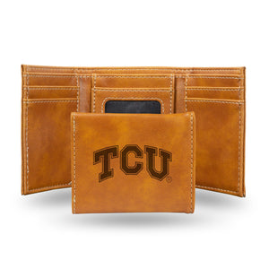 TCU Horned Frogs Wallet Trifold Laser Engraved - Rico Industries