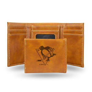 Pittsburgh Penguins Wallet Trifold Laser Engraved - Rico Industries