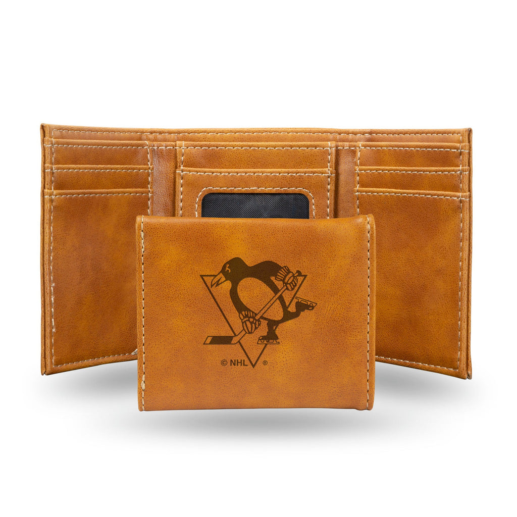 Pittsburgh Penguins Wallet Trifold Laser Engraved - Rico Industries