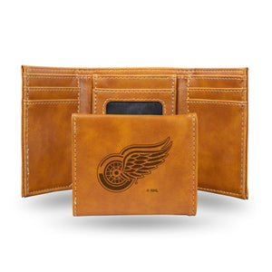 Detroit Red Wings Wallet Trifold Laser Engraved - Rico Industries