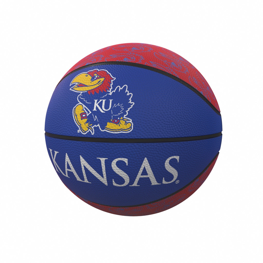 Logo Brands 157-91MR-1 Kansas Repeating Logo Mini-Size Rubber Basketball