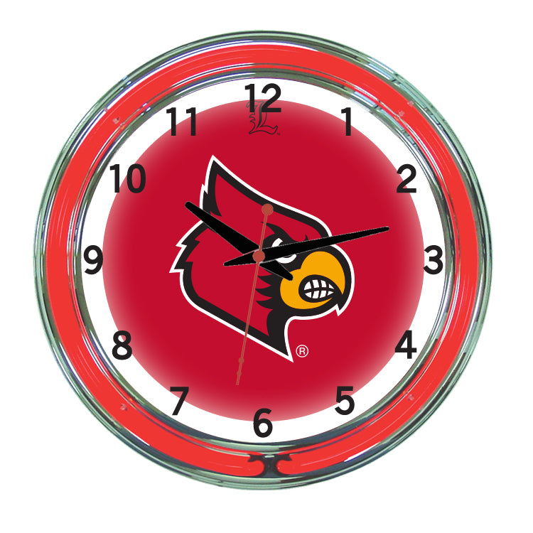 LOUISVILLE NEON WALL CLOCK - 18'' RED FACE / RED NEON - LOUNWC200-18