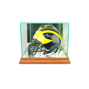 Mini Football Helmet Display Case with Walnut Moulding