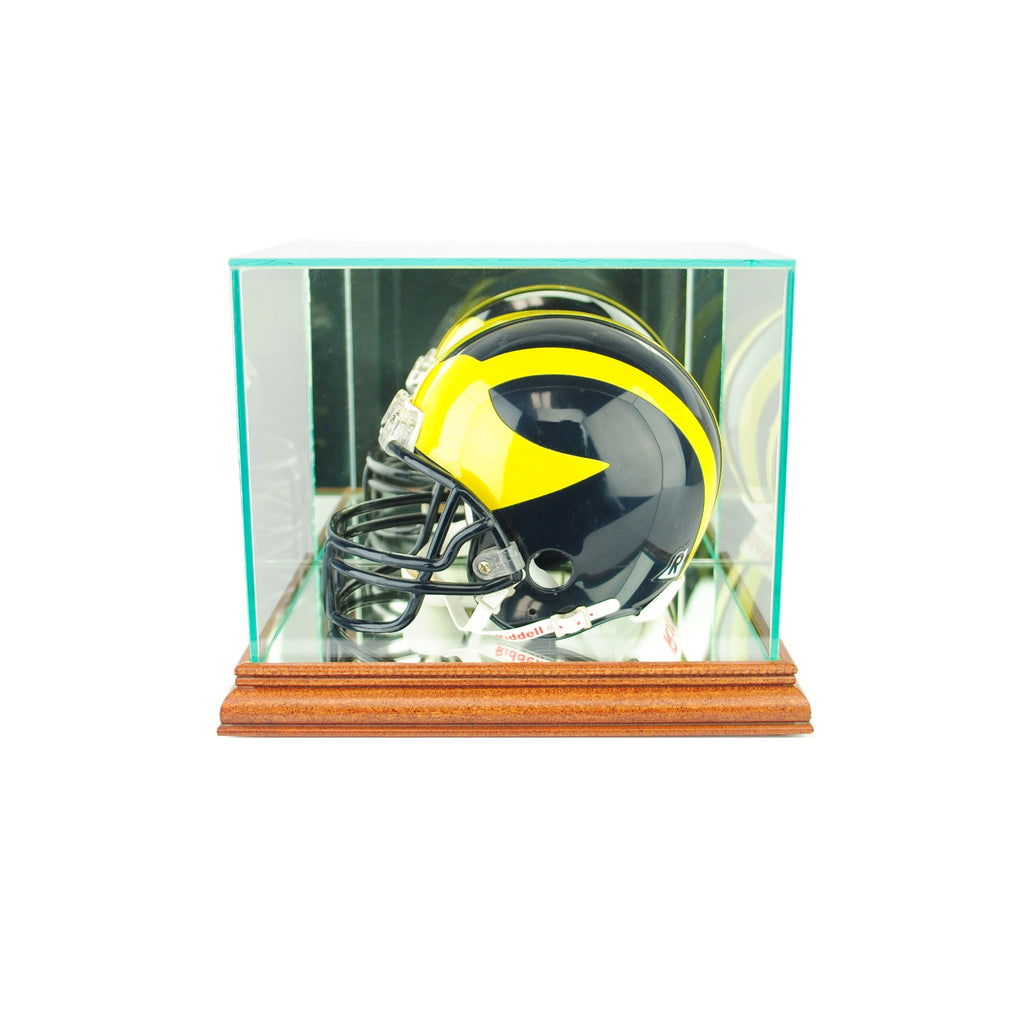 Mini Football Helmet Display Case with Walnut Moulding