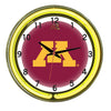 MINNESOTA NEON WALL CLOCK - 18'' MAROON/YELLOW NEON - MINNWC100-18