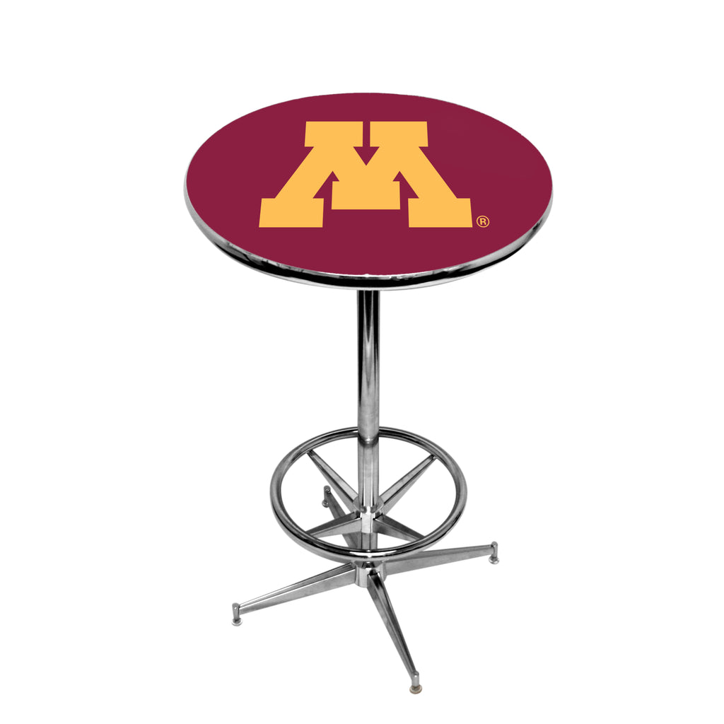 MINNESOTA CHROME FOOT RING PUB TABLE MAROON - MINPTR121