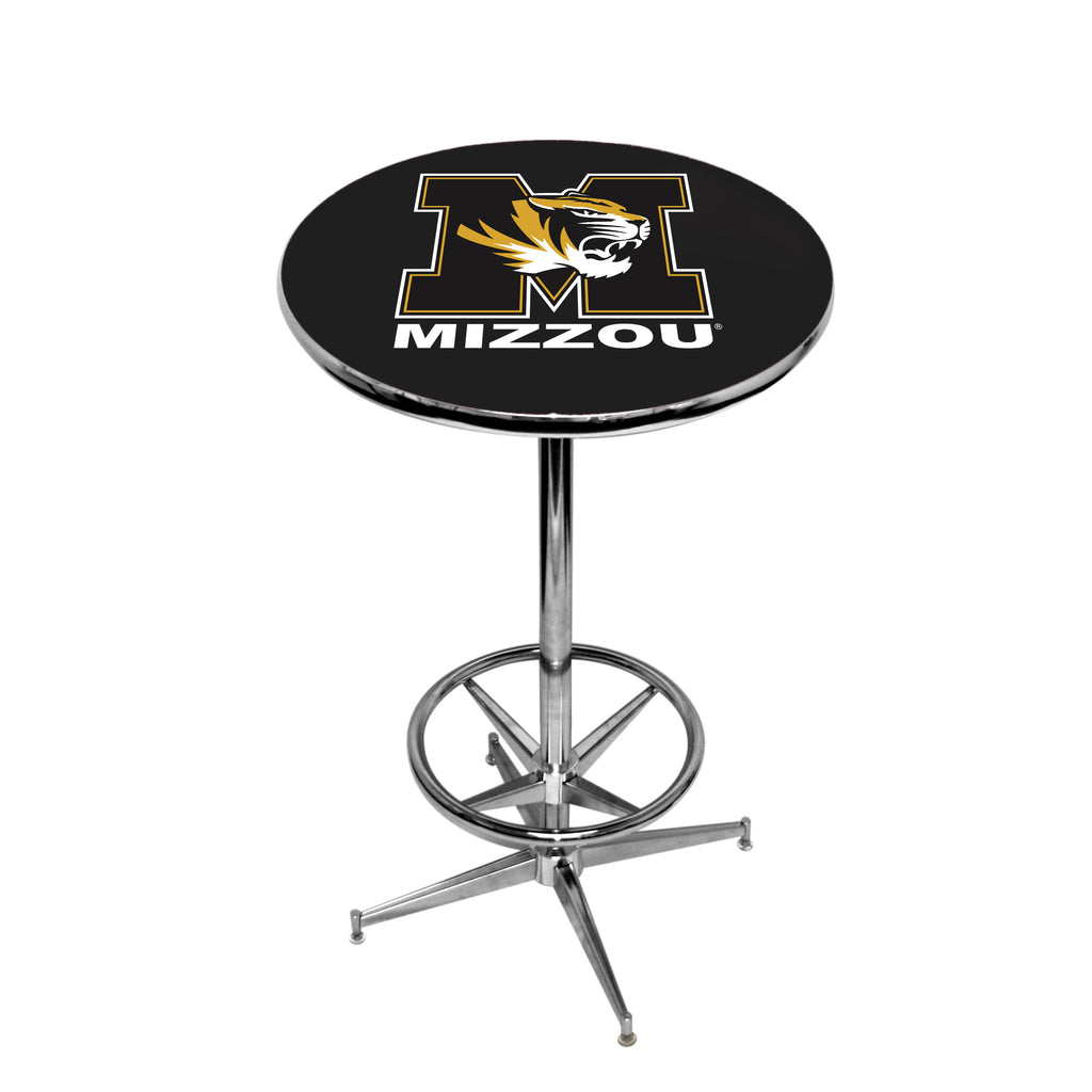 MIZZOU CHROME FOOT RING PUB TABLE BLACK - MIZPTR134