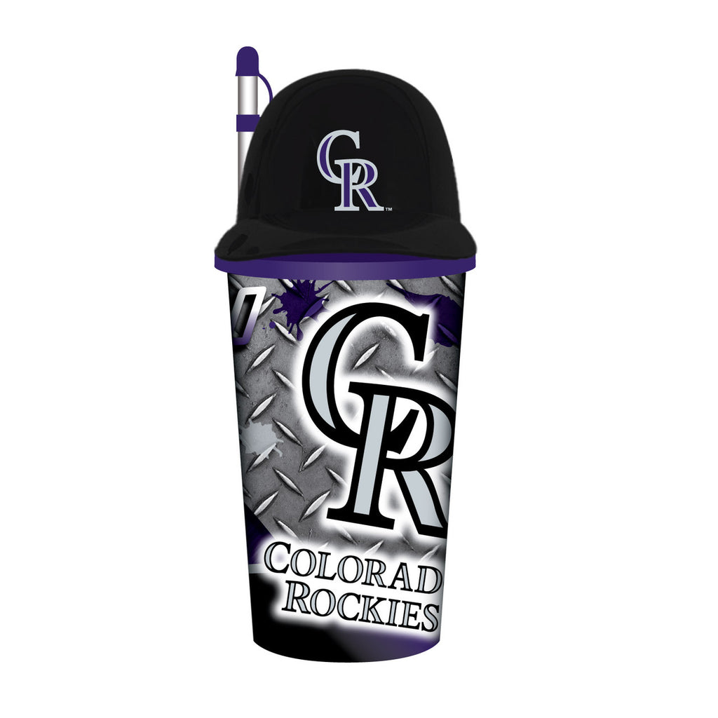Colorado Rockies Helmet Cup 32oz Plastic with Straw  - Special Order - Mojo Licensing