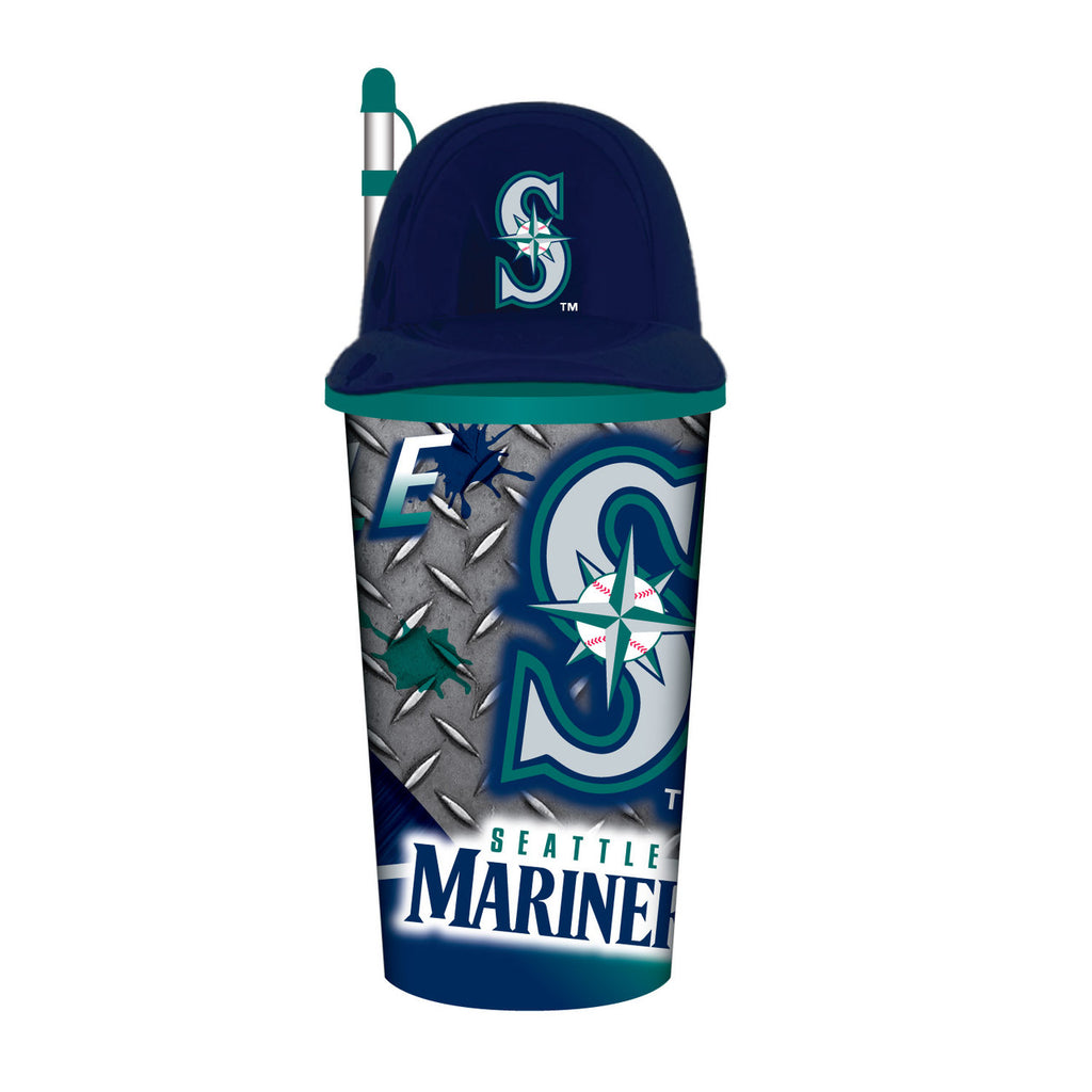 Seattle Mariners Helmet Cup 32oz Plastic with Straw - Mojo Licensing