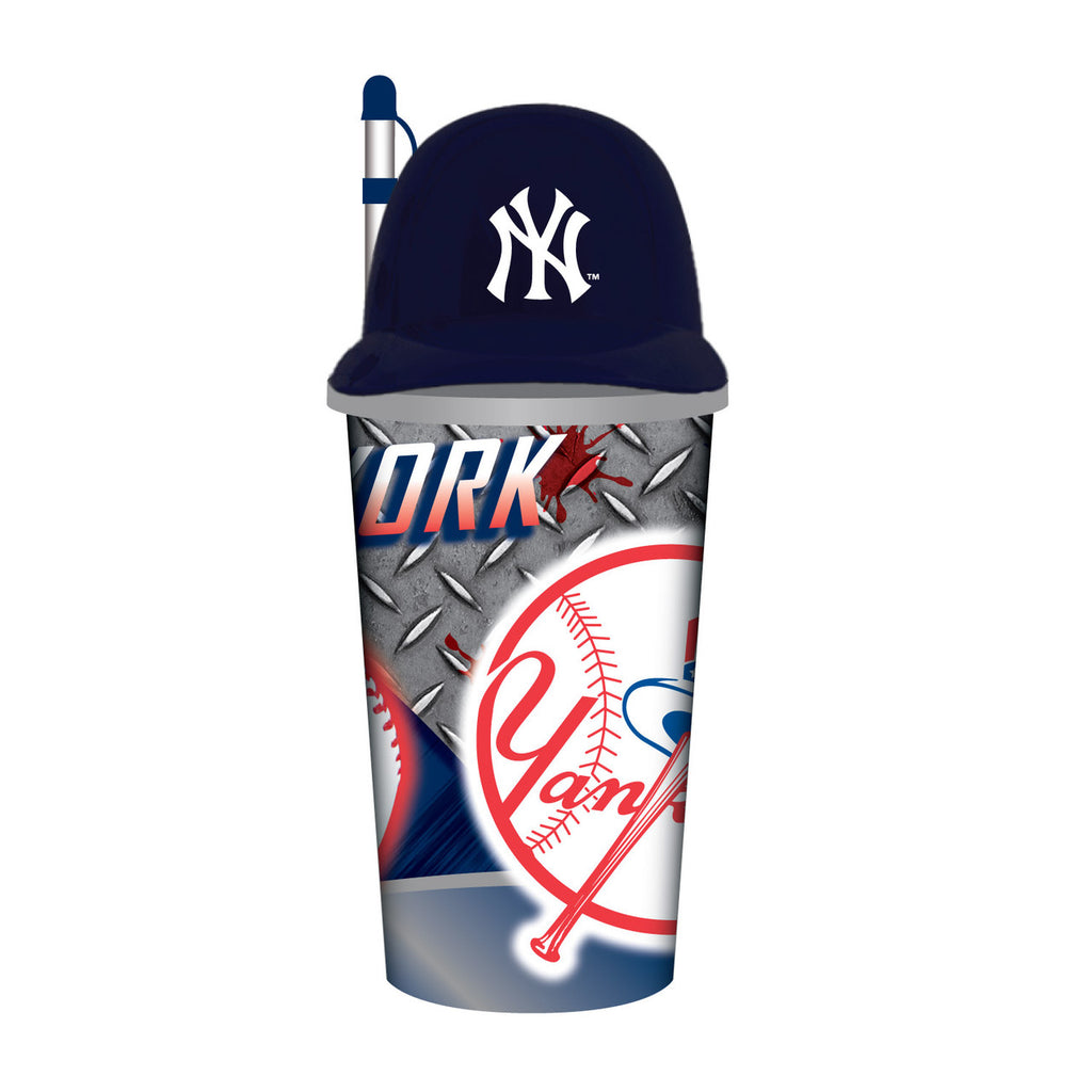 New York Yankees Helmet Cup 32oz Plastic with Straw - Mojo Licensing