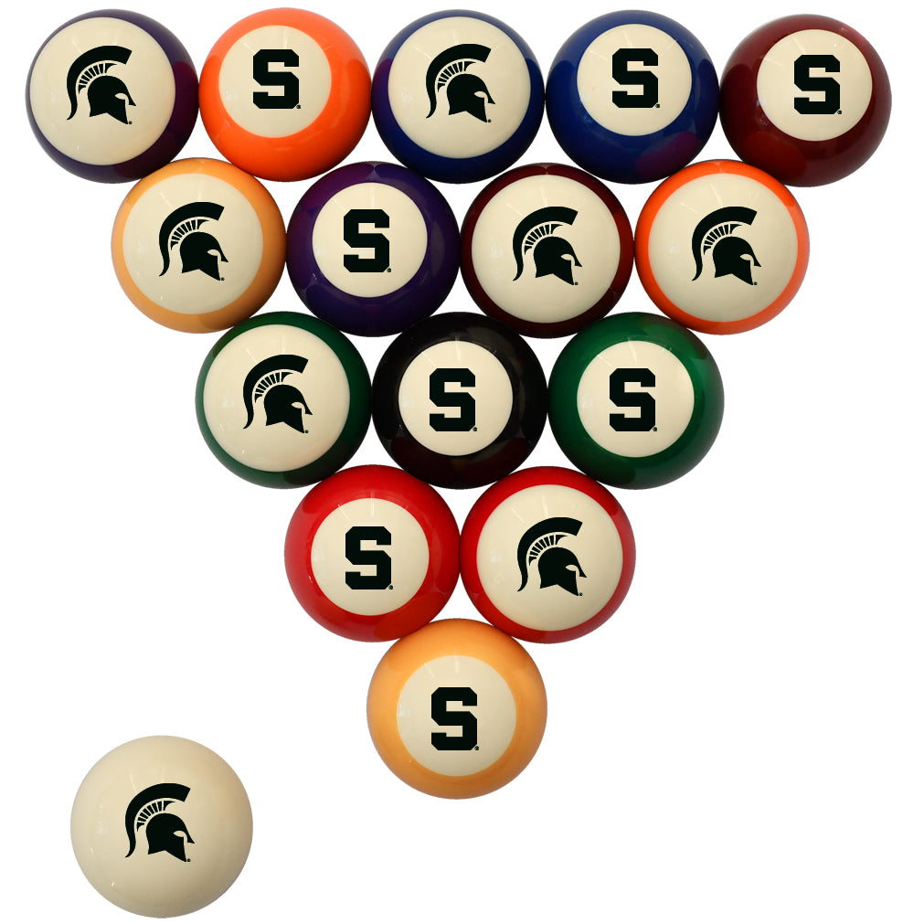MICHIGAN STATE STANDARD COLOR NUMBERED BILLIARD BALL SET STANDARD COLOR BILLIARD BALL SET - MSUBBSSTD