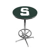 MICHIGAN STATE CHROME FOOT RING PUB TABLE GREEN - MSUPTR131