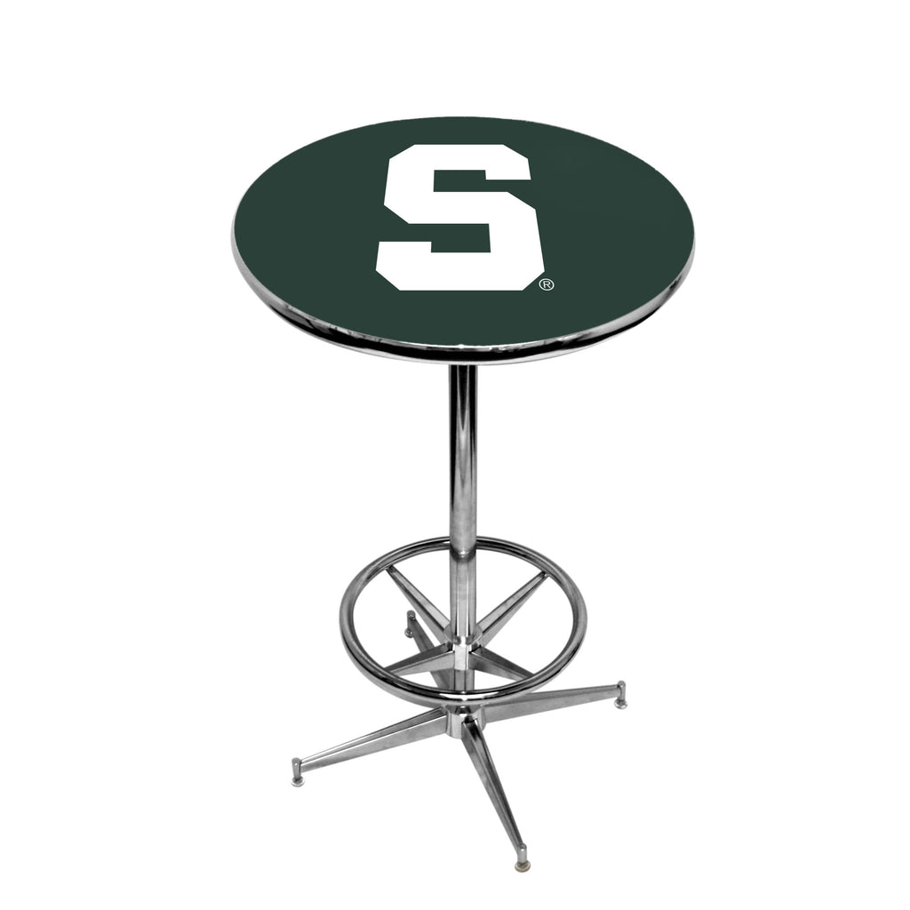 MICHIGAN STATE CHROME FOOT RING PUB TABLE GREEN - MSUPTR131