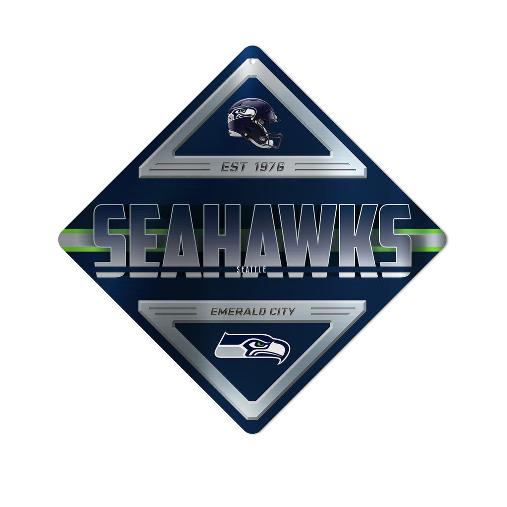 Seattle Seahawks Sign Metal Diamond Shape - Rico Industries