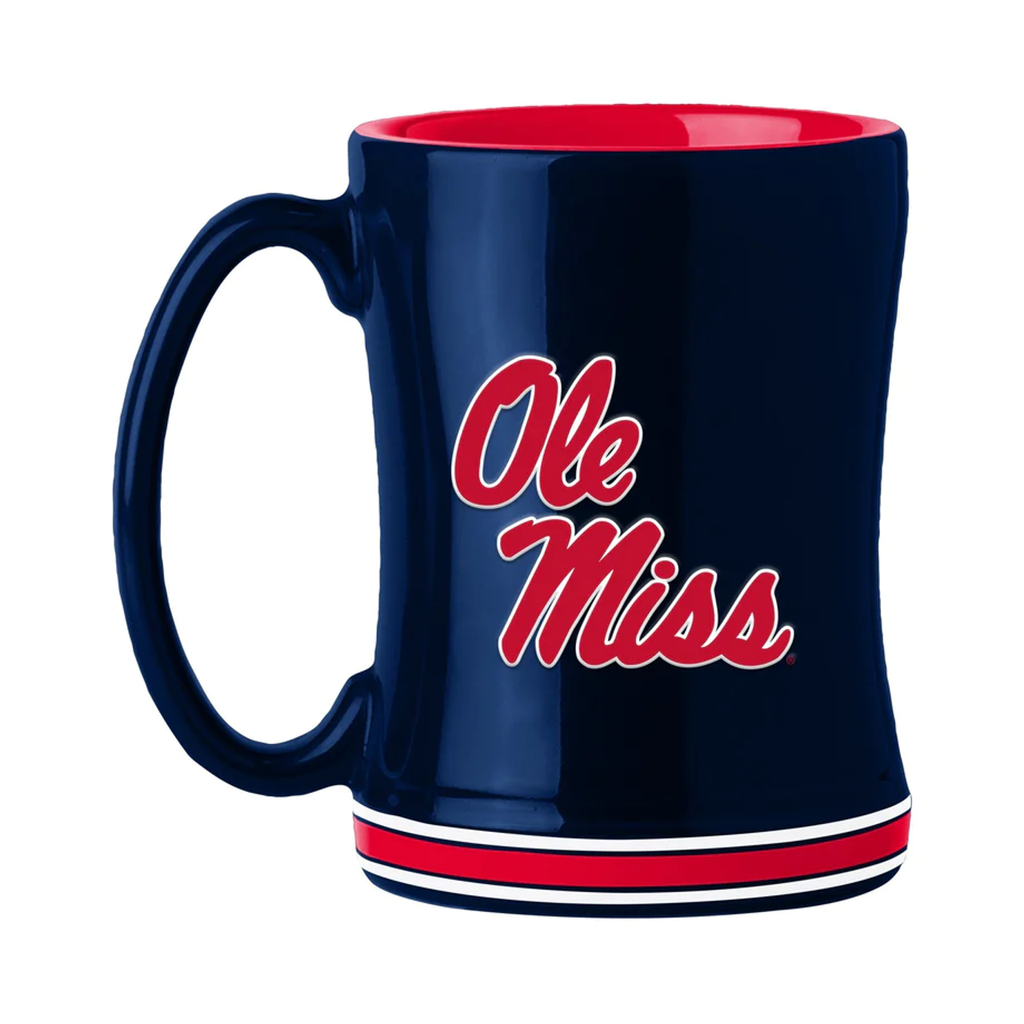 Mississippi Rebels Coffee Mug 14oz Sculpted Relief Team Color - Logo Brands