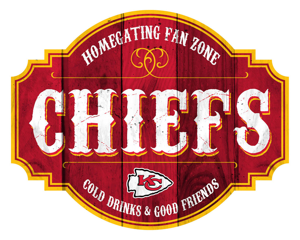 Kansas City Chiefs Sign Wood 12 Inch Homegating Tavern - Fan Creations