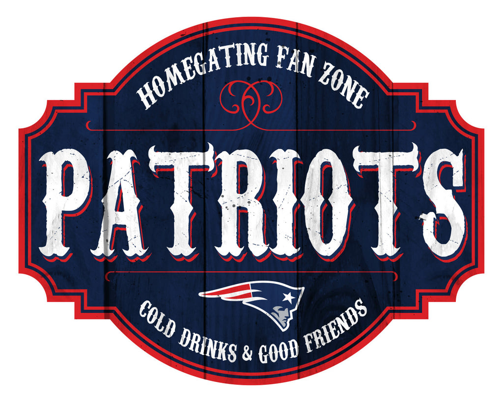 New England Patriots Sign Wood 12 Inch Homegating Tavern - Fan Creations