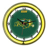 NORTH DAKOTA STATE NEON WALL CLOCK - 18'' GREEN/YELLOW NEON - NDSNWC100-18