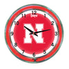 NEBRASKA NEON WALL CLOCK - 18'' RED FACE / RED NEON - NEBNWC300-18