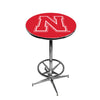 NEBRASKA CHROME FOOT RING PUB TABLE RED - NEBPTR611