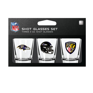 Baltimore Ravens Shot Glass Set 3 Pack - Mojo Licensing