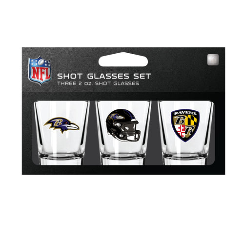 Baltimore Ravens Shot Glass Set 3 Pack - Mojo Licensing