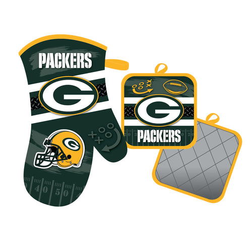 Green Bay Packers Oven Mitt and Pot Holder Set - Mojo Licensing