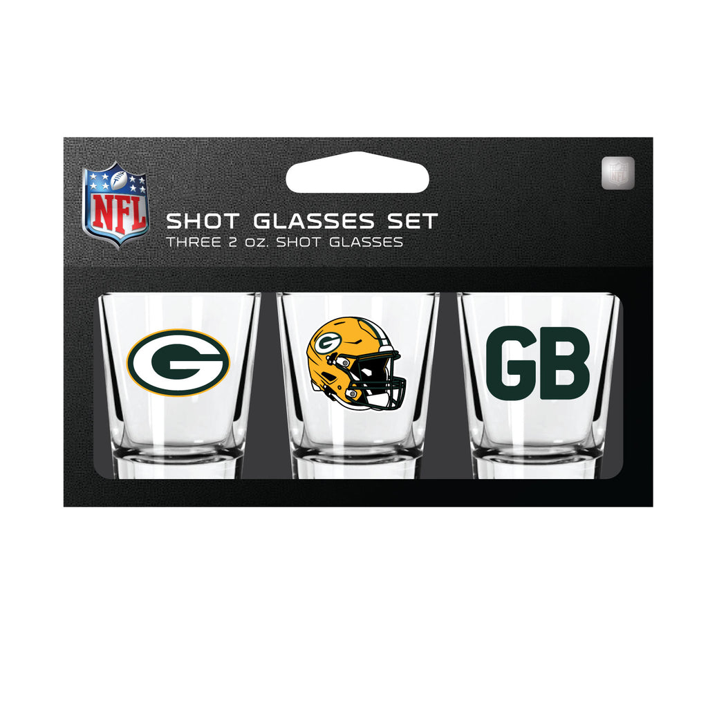 Green Bay Packers Shot Glass Set 3 Pack - Mojo Licensing